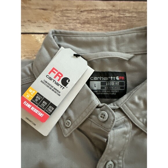 NWT CARHARTT FRS160 Flame Resistant Twill Shirt Men Large gray Workwear MEC - Picture 5 of 10